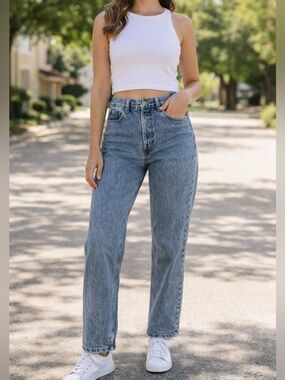 Everlane The Relaxed Straight Jean Medium Wash Denim Jeans Organic Cotton 30 R